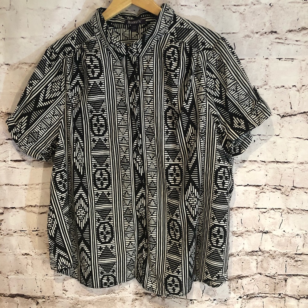SOLD SOLD Tribal Print, Button Down Top, Size 24W